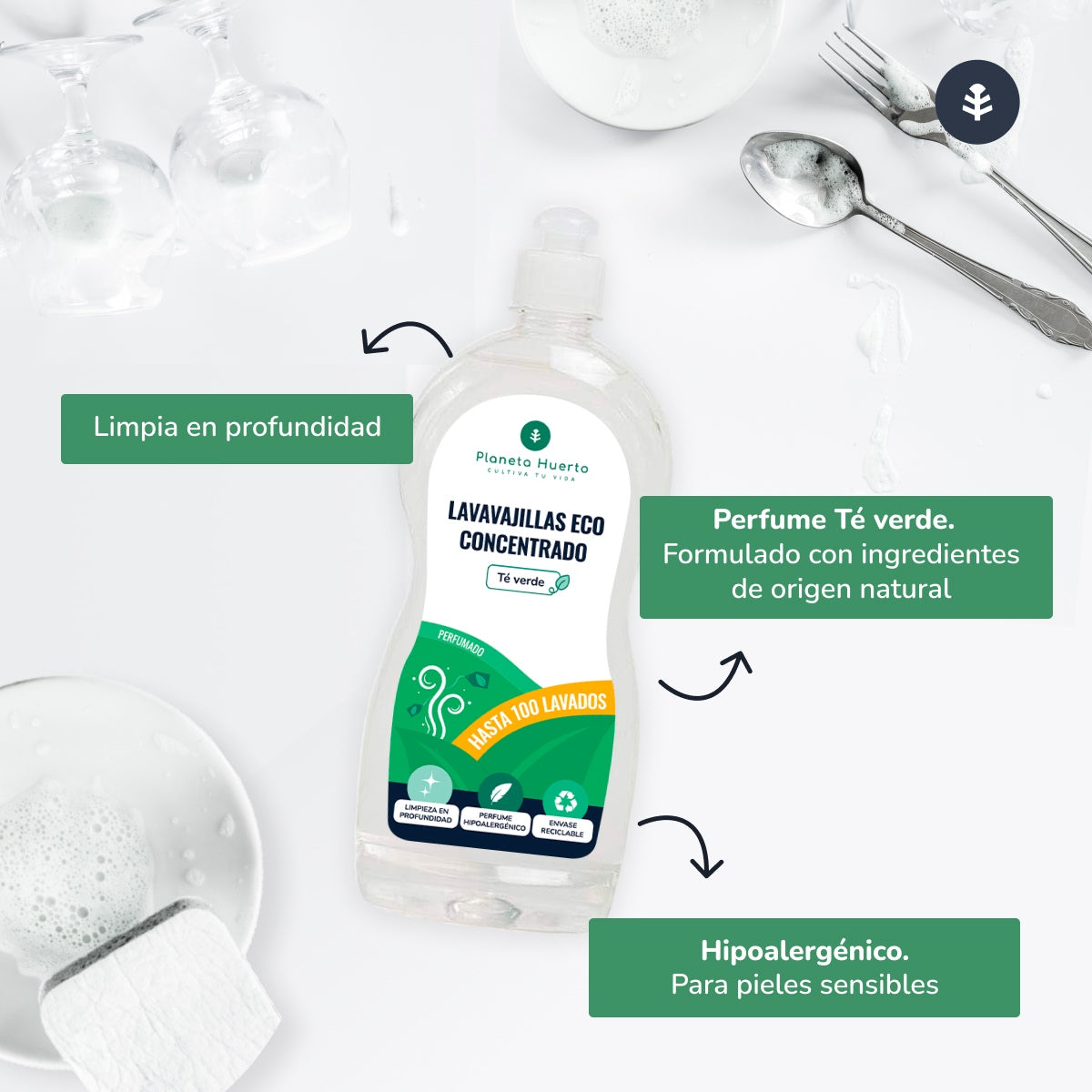 Lavavajillas Manual Té Verde ECO Planeta Huerto 750ml