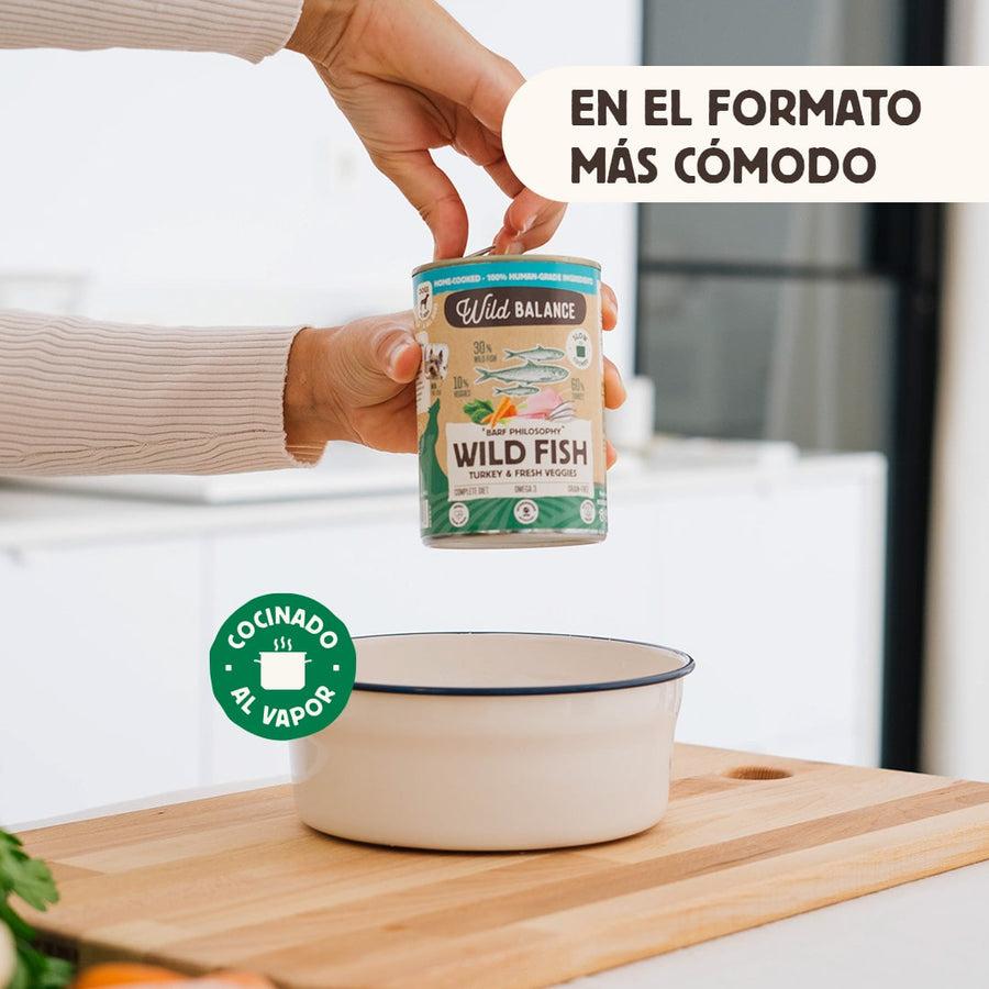 Lata de Pescado y Pavo BARF para perros Wild Balance 400 g