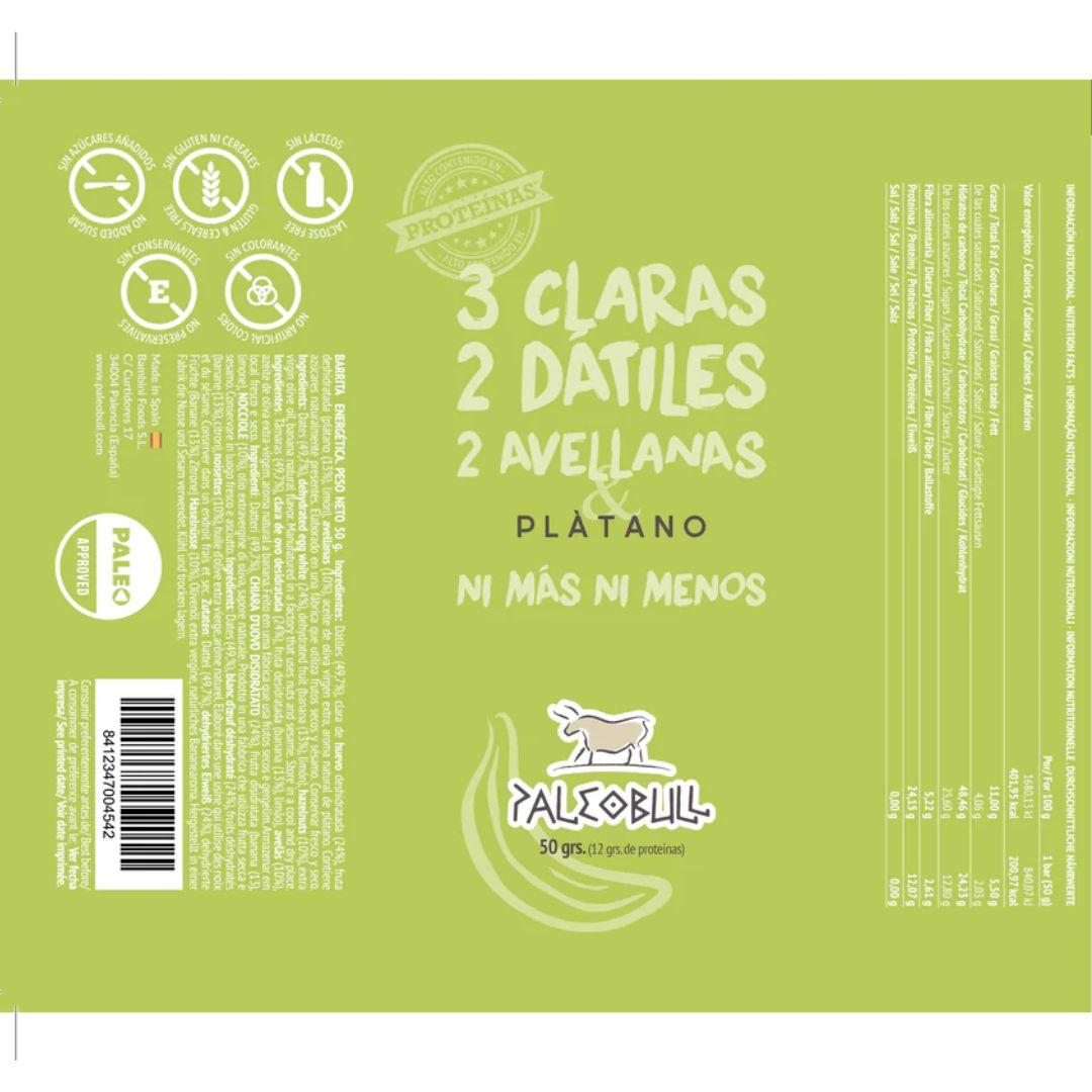 Barrita energética dátiles, avellanas y plátano PaleoBull, 50 g
