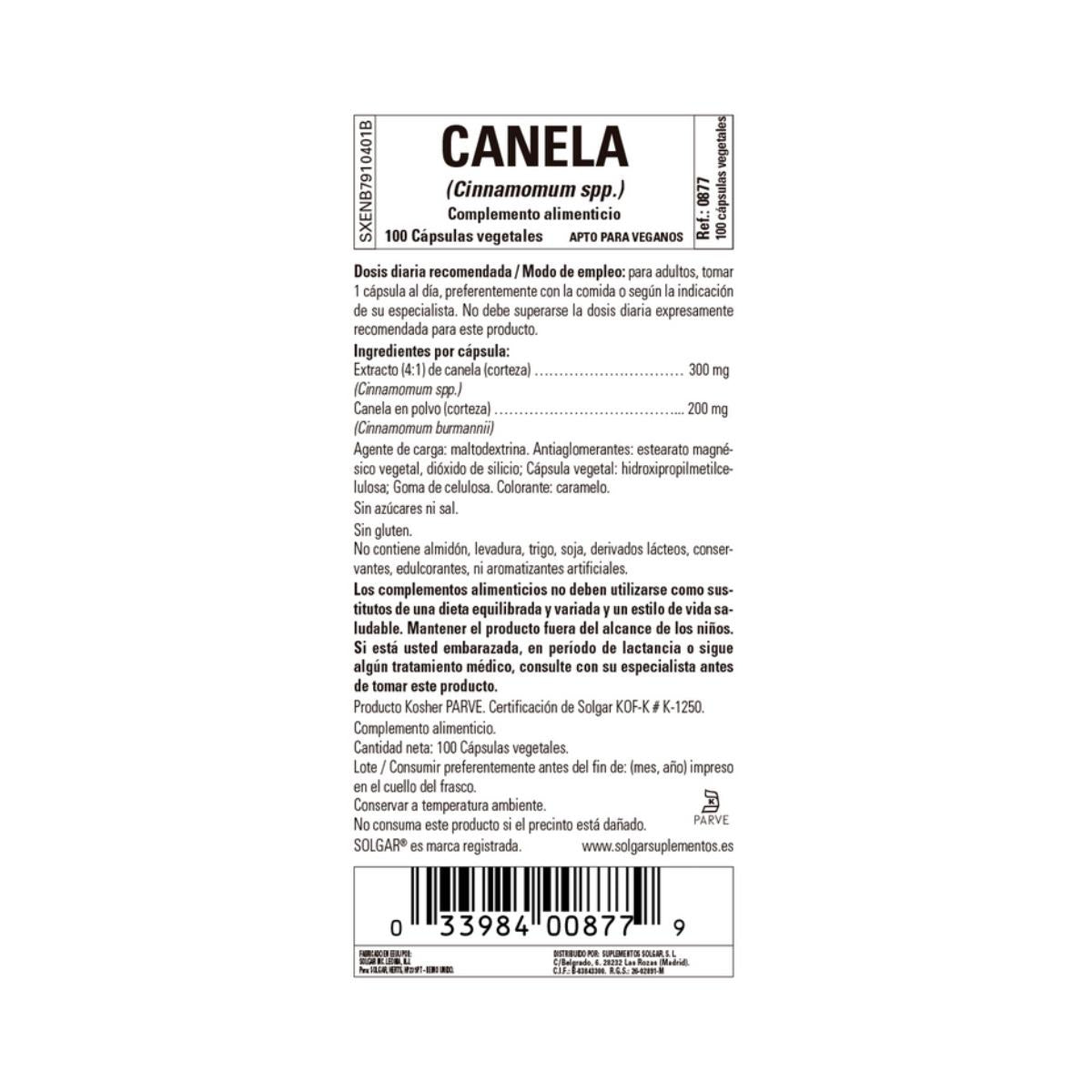 Canela China, 100 cápsulas vegetales
