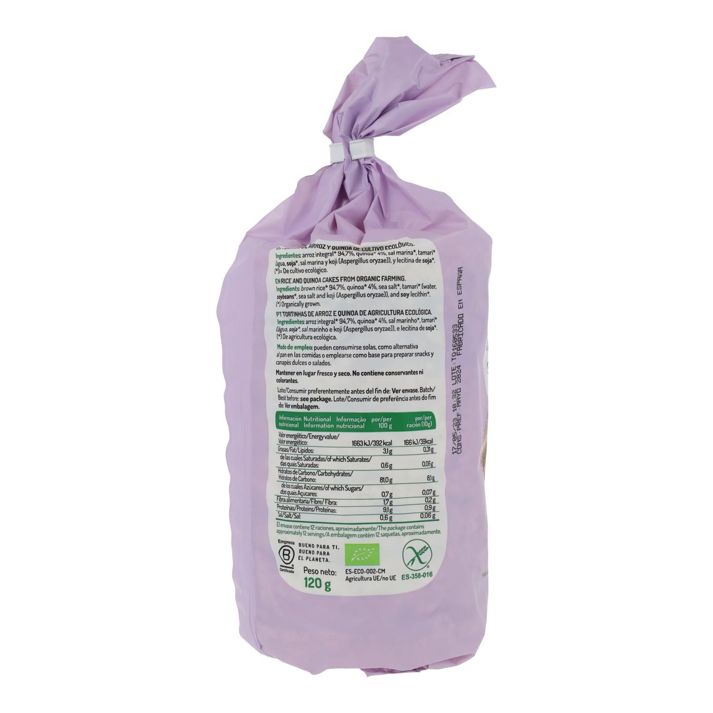 Tortitas de Arroz y Quinoa El Granero 120 gr