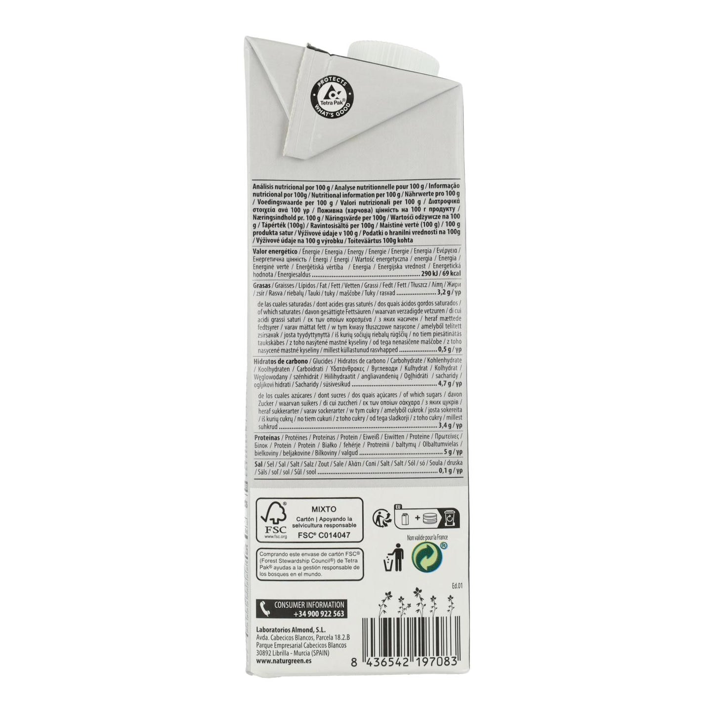 Bebida Vegetal de Proteína de Soja Bio NaturGreen 1 L