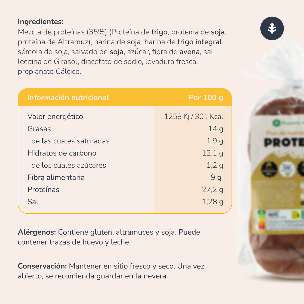 Pan de hamburguesa proteico Planeta Huerto, 2 x 80 gr