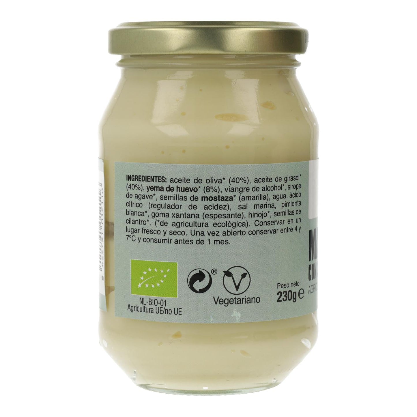 Mayonesa con Aceite de Oliva Bio en bote de vidrio Vegetalia 230 gr