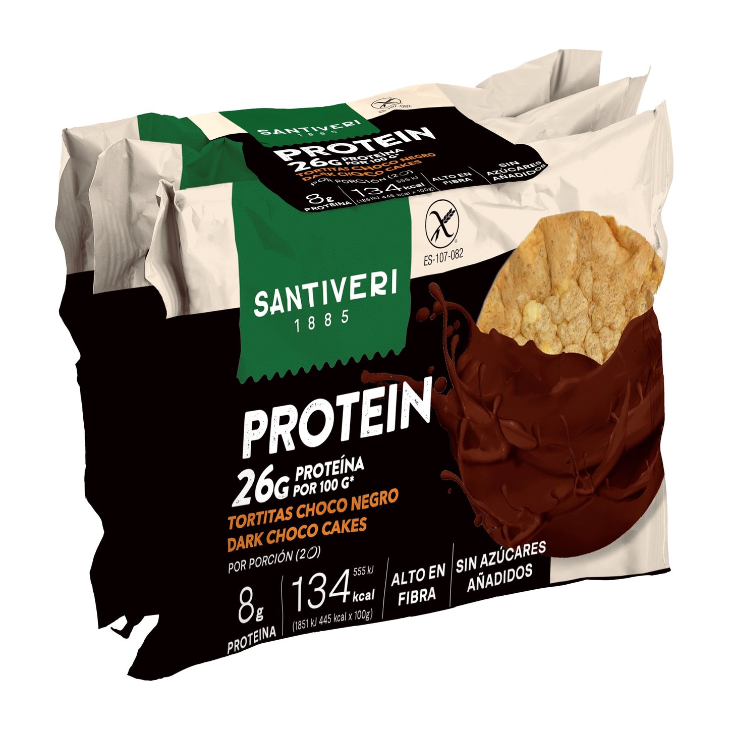 Tortitas Proteicas bañadas de Chocolate Proteico 2x3 Santiveri 90g