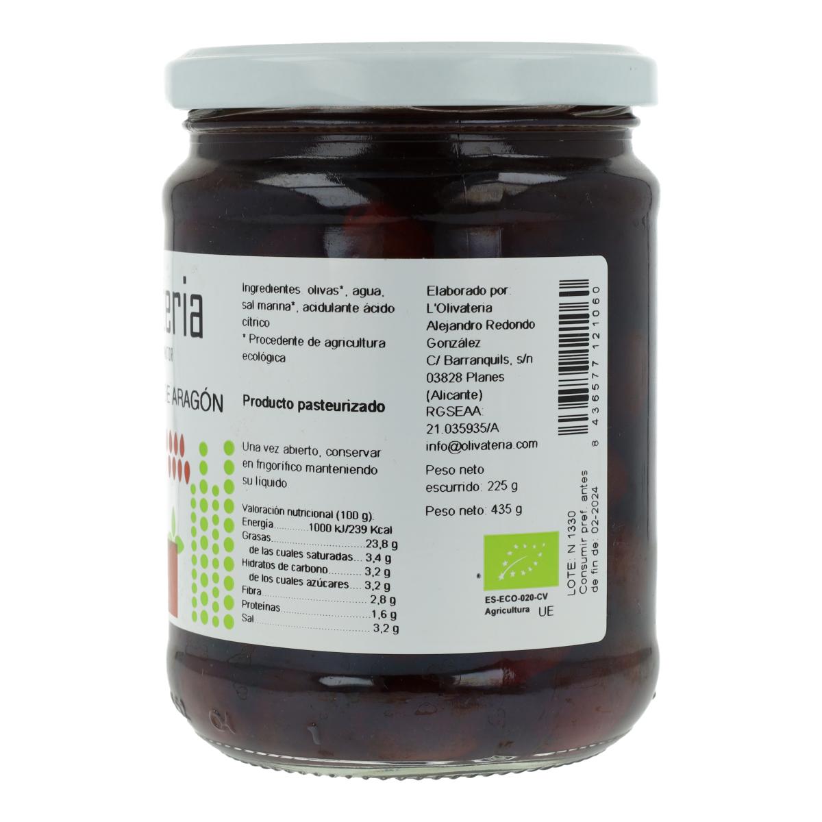 Aceitunas negras de Aragón BIO Olivateria 225g