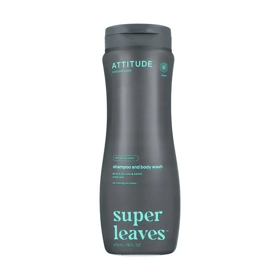 Champú y gel de baño 2 en 1 para cuero cabelludo sauce negro y álamo Super Leaves