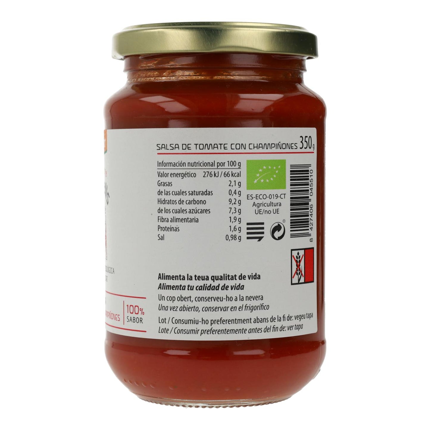 Salsa de tomate y champiñones ECO Cal Valls, 350 g
