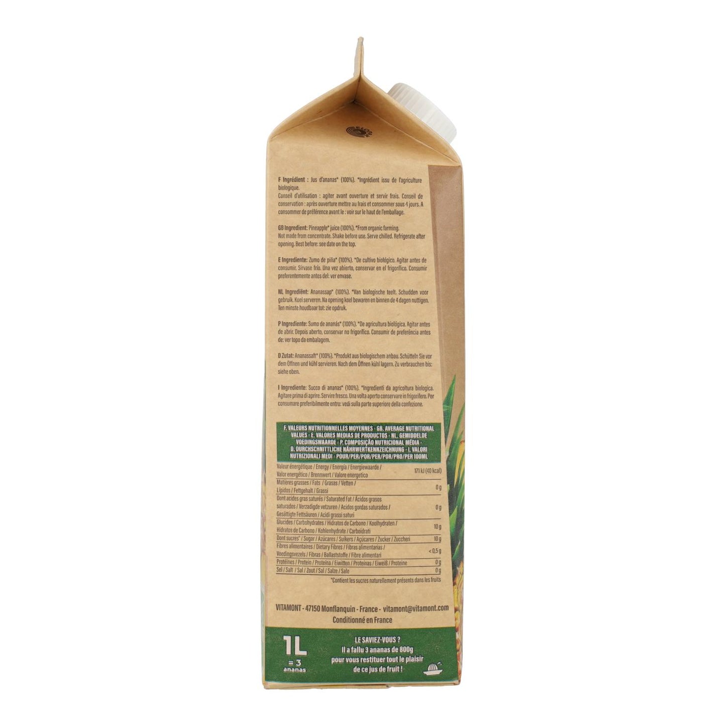 Zumo de Piña Vitamont 1L