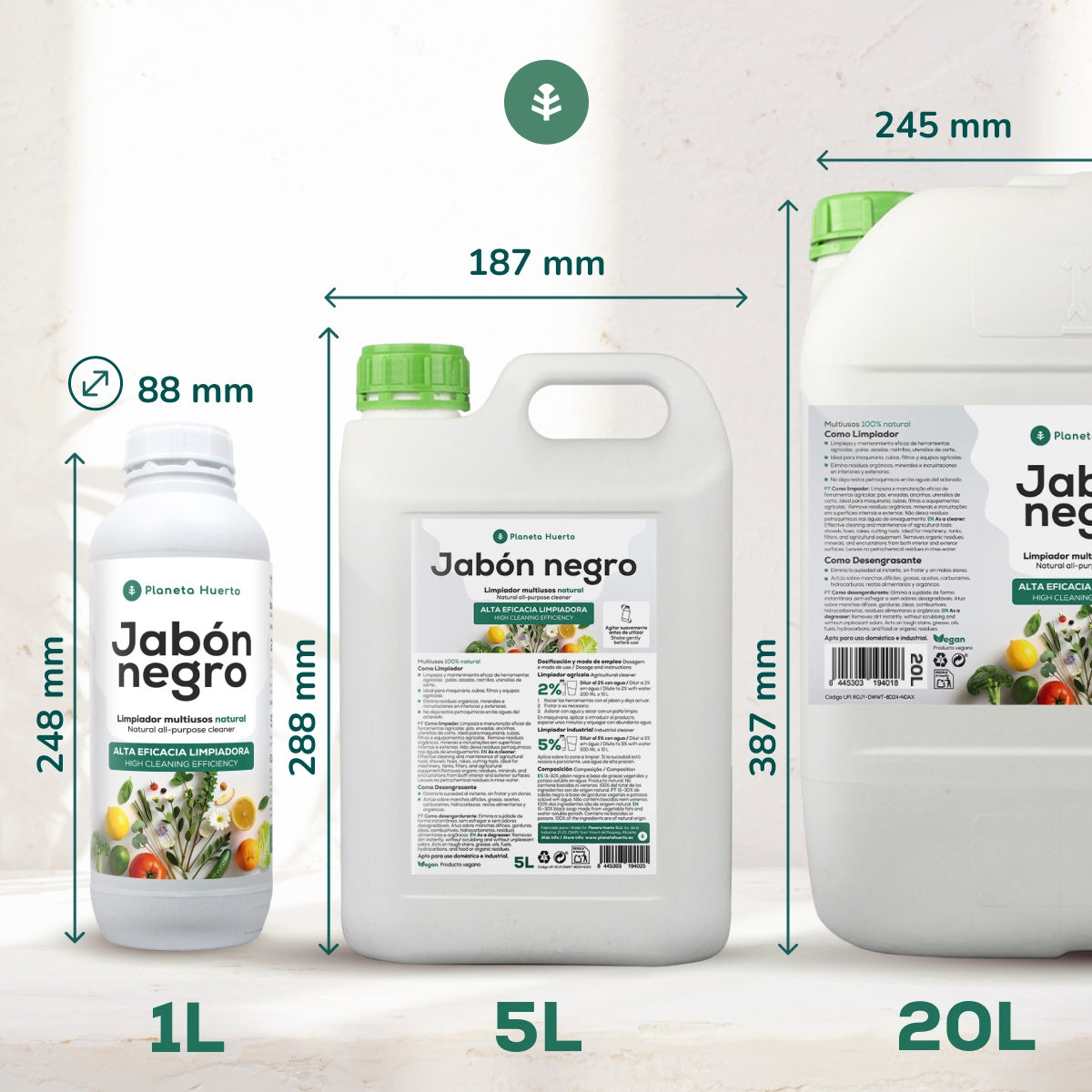 Jabón potásico Negro Planeta Huerto 20 L