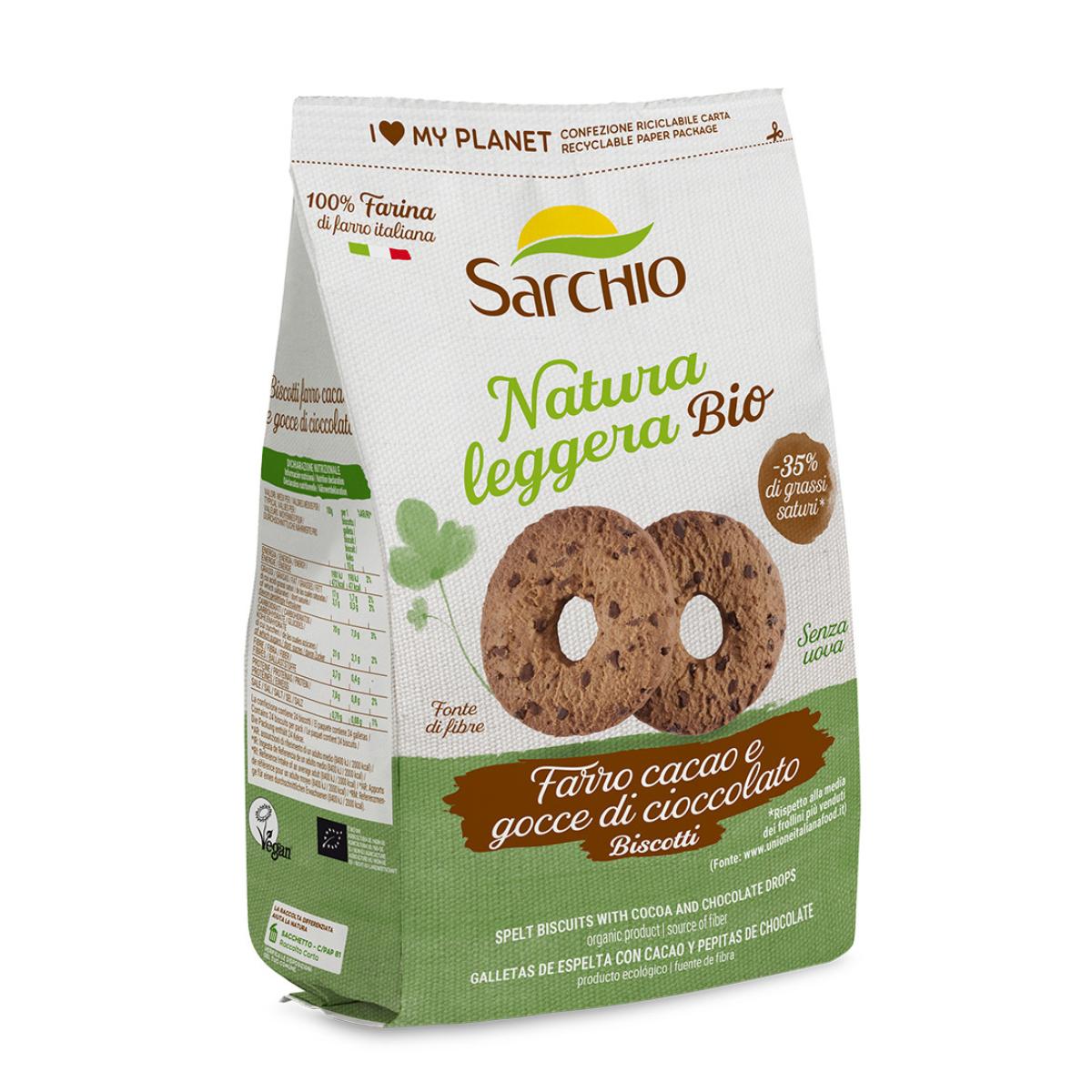 Galletas espelta con cacao y pepitas de chocolate BIO Sarchio 250 g