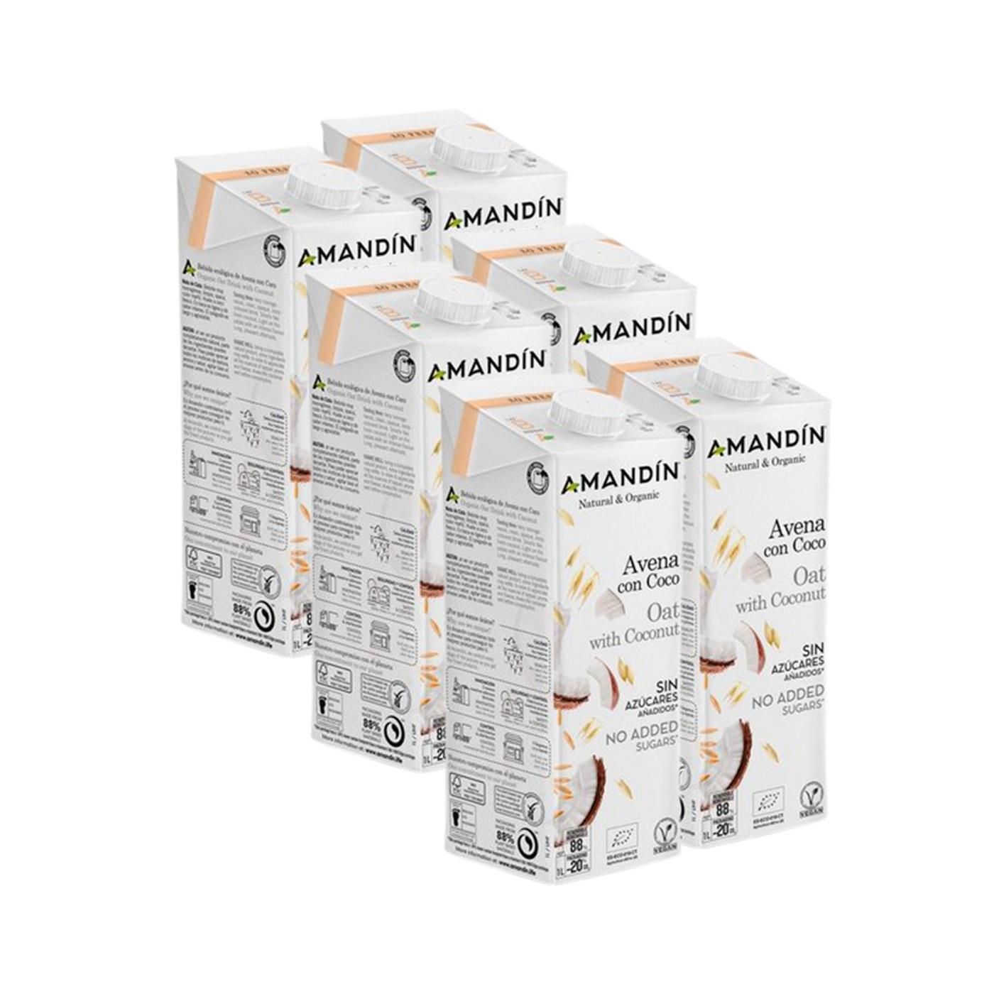 Pack 6 x Bebida de Avena con Coco Amandín 1 L