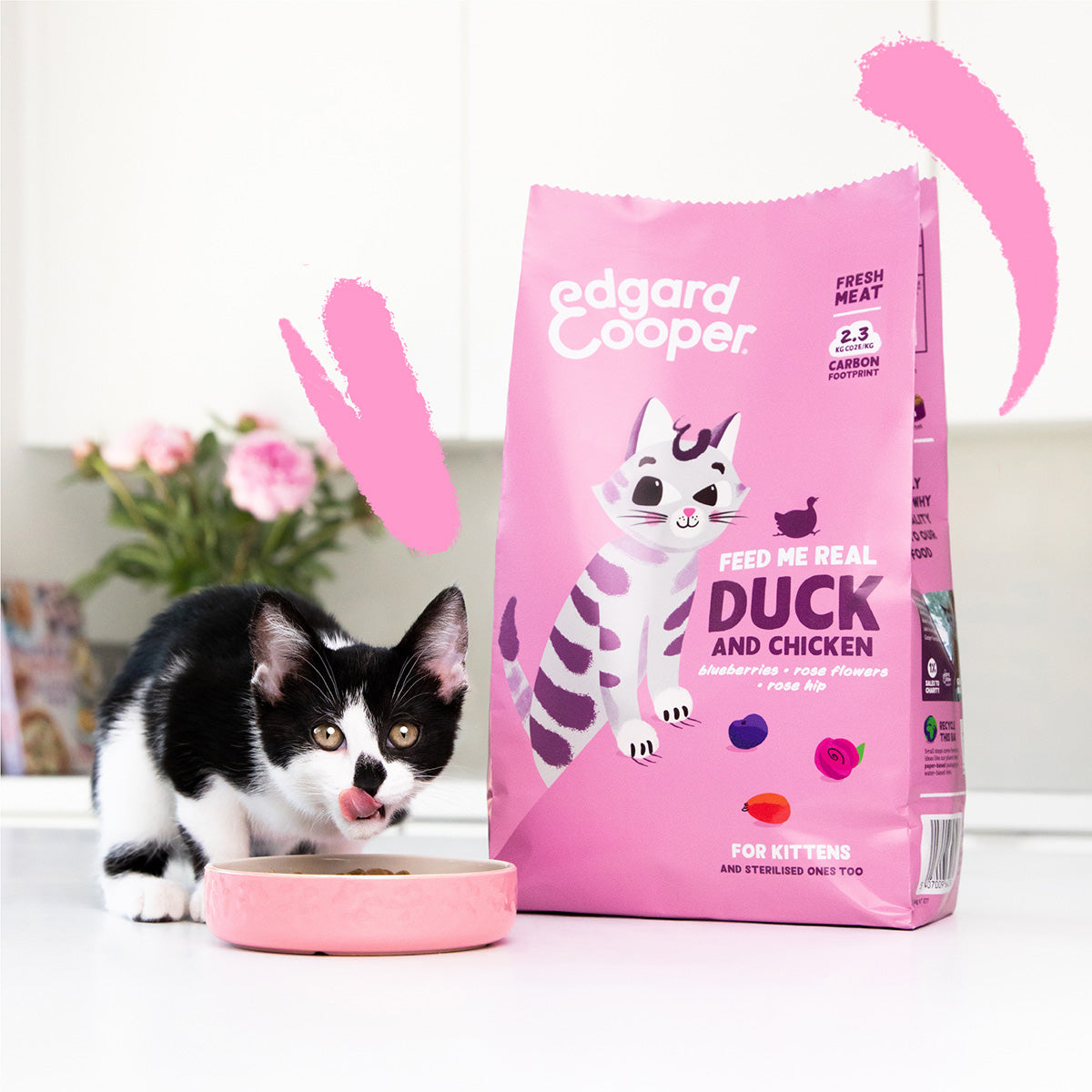 Pienso para gatos Kitten Pato y Pollo frescos Edgard & Cooper 2 Kg