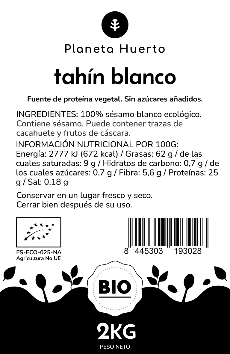 Tahin de sésamo blanco ECO Planeta Huerto 2kg