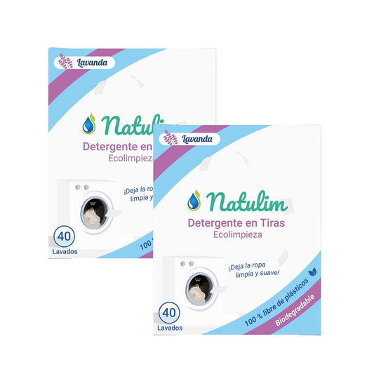 Pack 2x Eco Tiras de Lavar lavanda, Natulim, 40 lavados