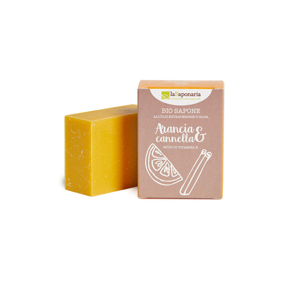 Jabón con Aceite de Oliva Virgen Extra Naranja y Canela La Saponaria 100g