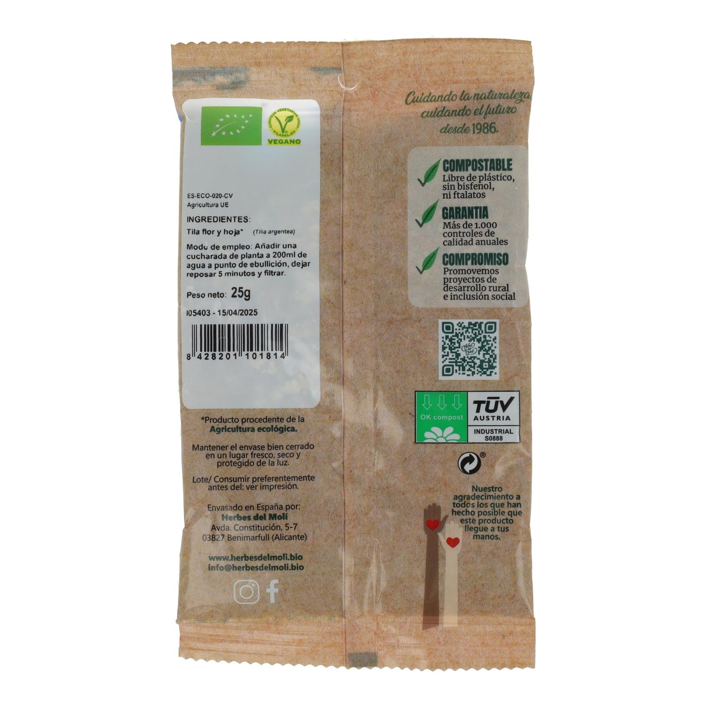 Tila hojas Herbes del Molí, 25 gr