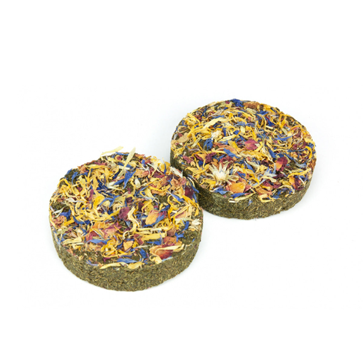 Tartar de flores: caléndulda aciano azul y pétalos de rosa Ribero, Snack sushi para conejos y roedores