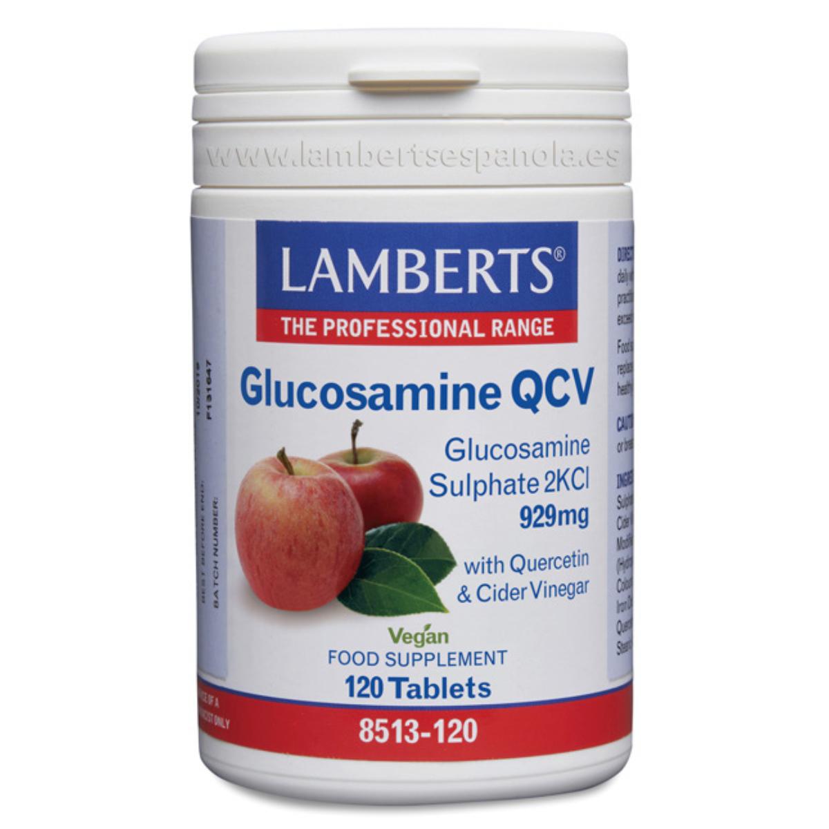 Glucosamina QCV 929 mg de sulfato de glucosamina 2KCI Lamberts 120 tabletas