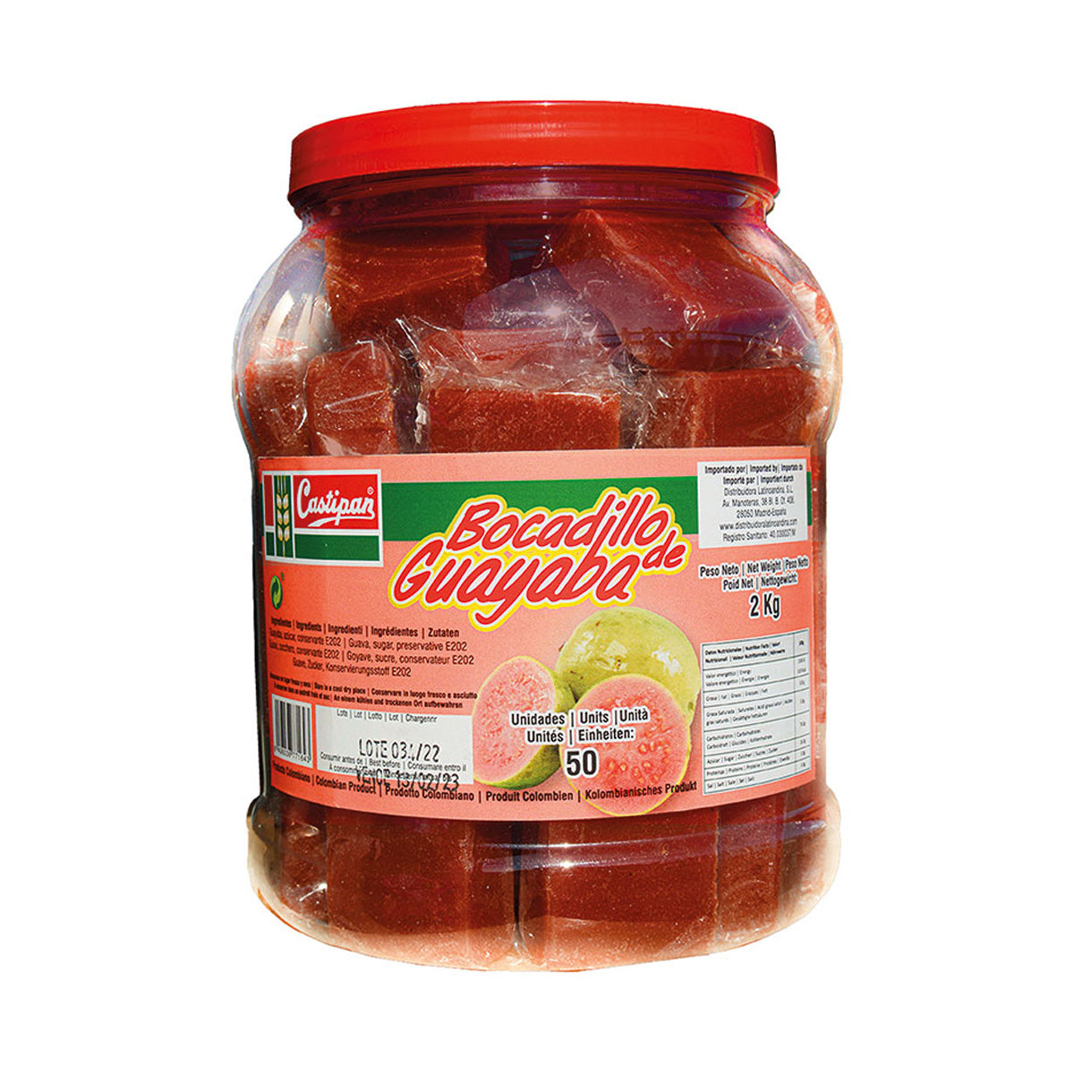 50 Bocadillos de Guayaba en Bombonera Castipan 2 Kg