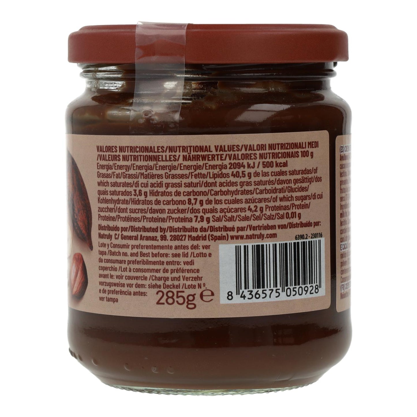 Crema de cacao y avellana Natruly 285 g