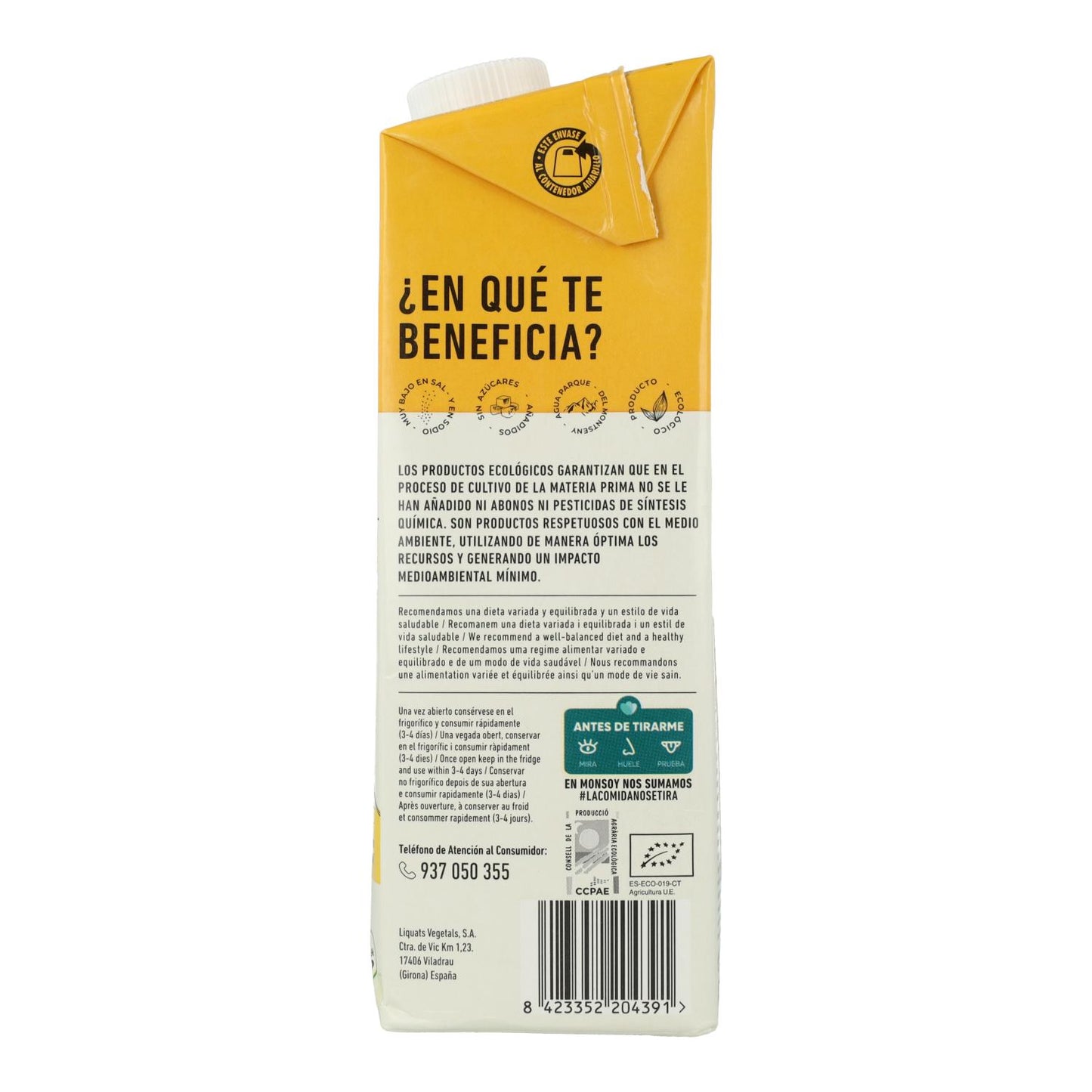 Pack 6uds Bebida BIO de avena sin gluten Monsoy  1 L