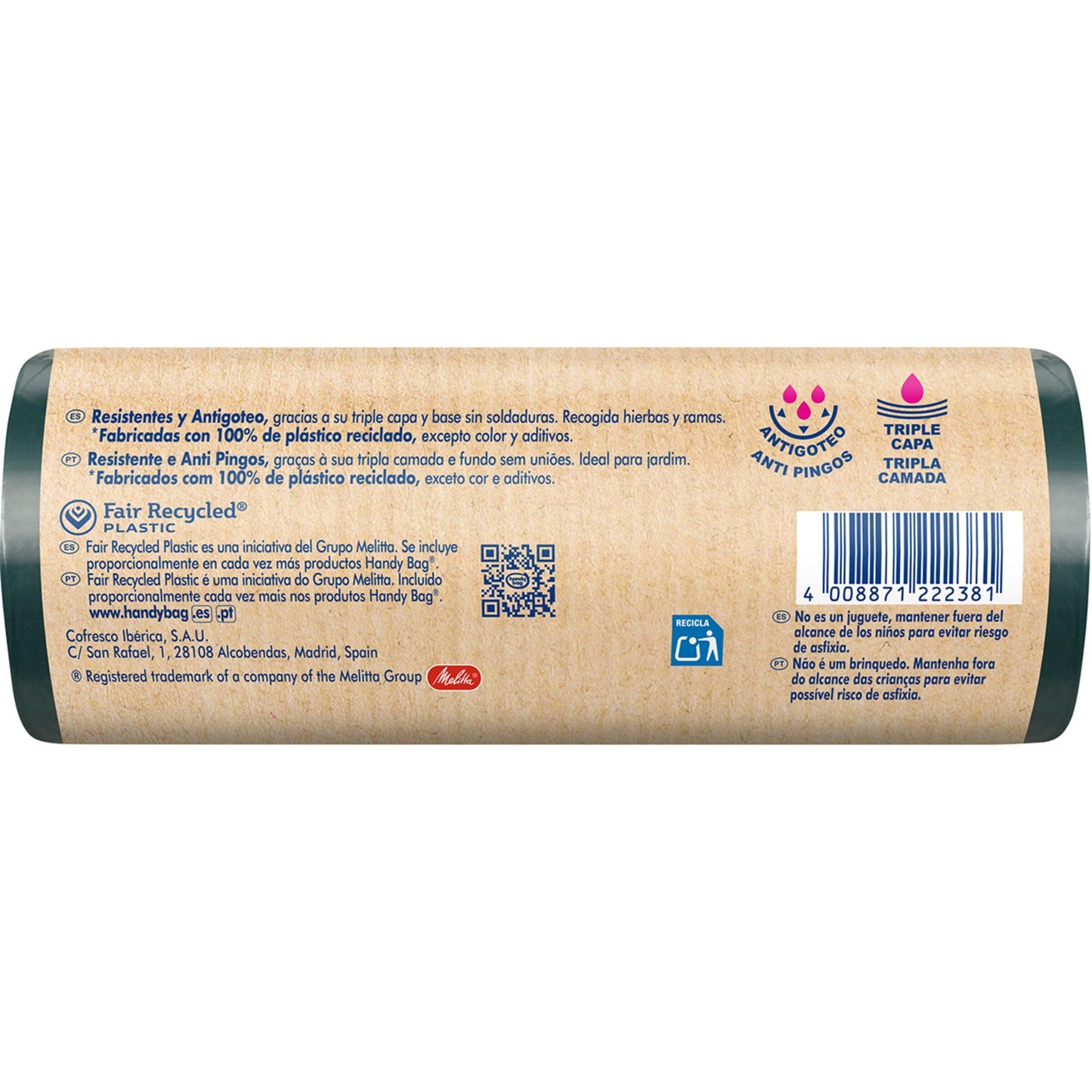 Bolsas basura Jardín 100L Handy Bag 8 uds 100% recicladas