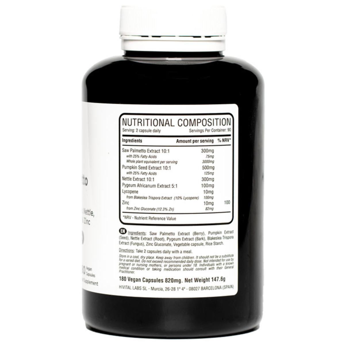 Saw palmetto 3000 mg 180 cápsulas veganas Hivital