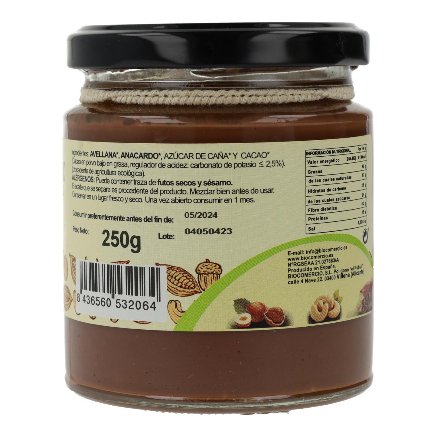 Crema de Avellana, Anacardo y Cacao