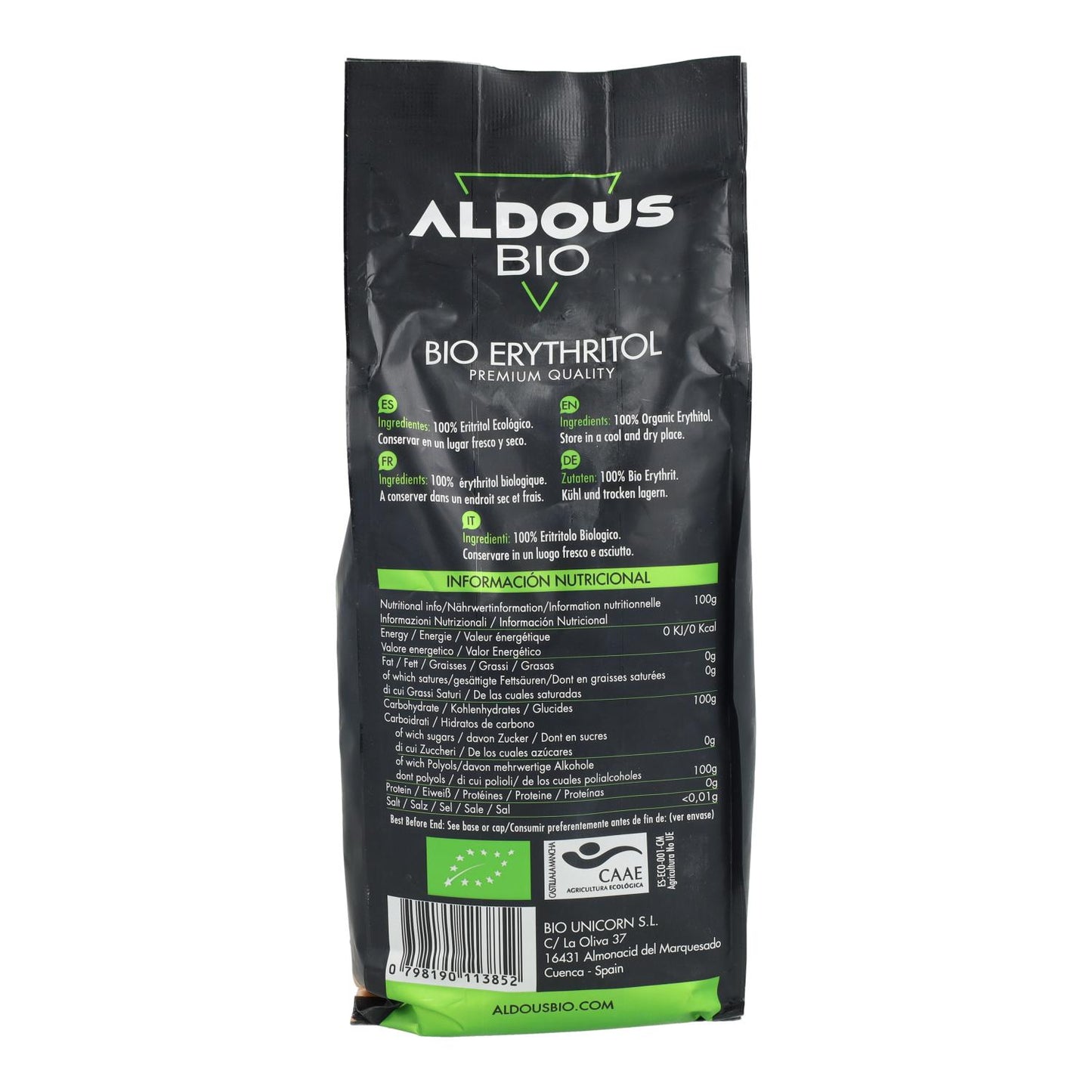 Eritritol Eco granulado, 1 kg. Aldous Bio
