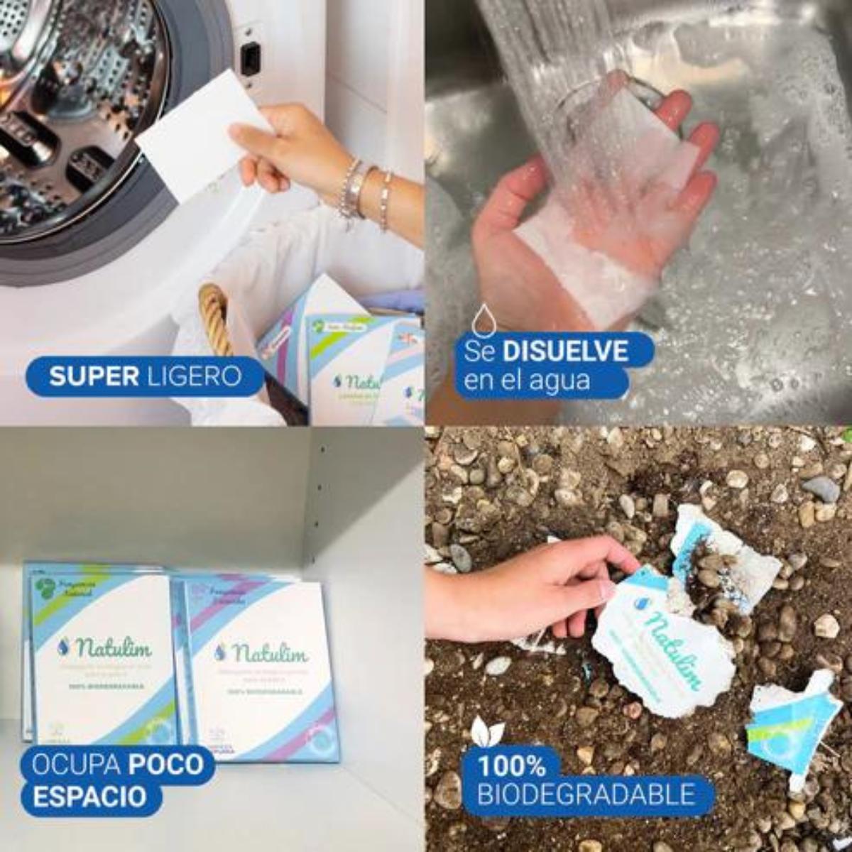 Pack 10x Eco Tiras de Lavar sin fragancia, Natulim, 40 lavados