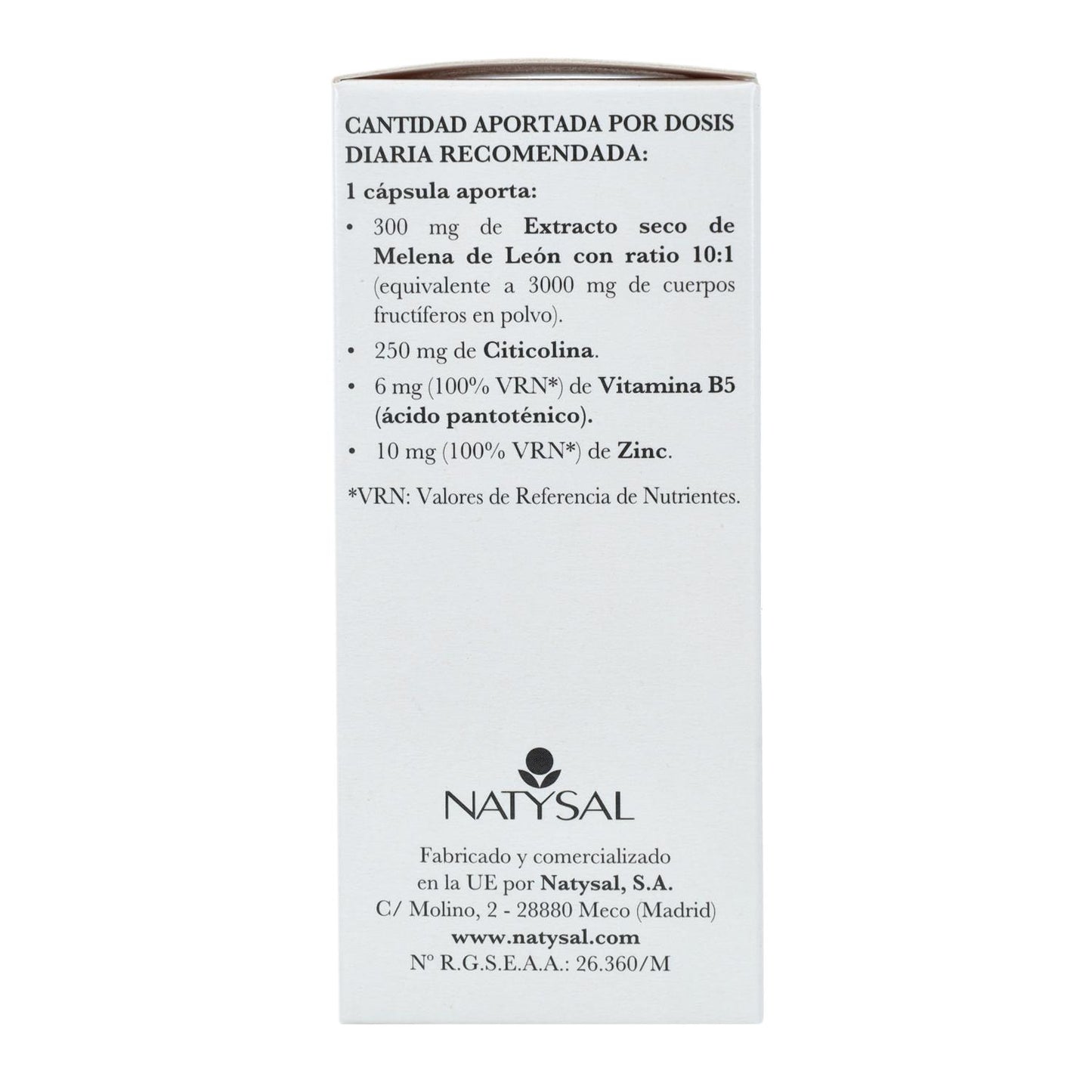 Melena de León complemento alimenticio con Citicolina B5 y Zinc 32 cápsulas