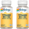 Pack 2X Vitamina D3 & K2 (Mk7) 120 Caps Solaray