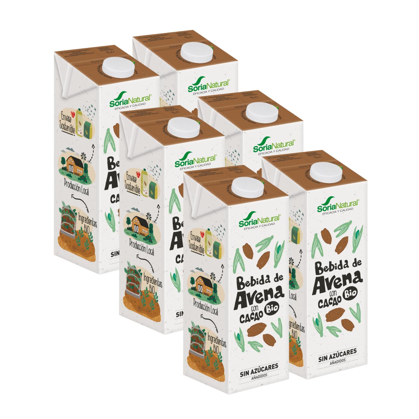 Pack 6 x Bebida de Avena con Cacao BIO Soria Natural  1 L