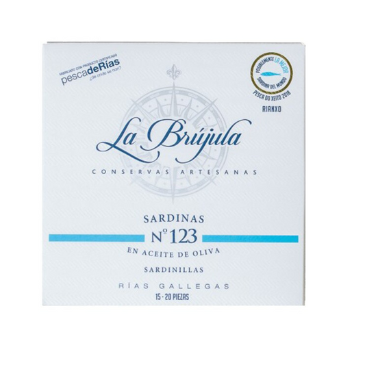 Sardinillas do xeito en aceite de oliva Nº 123 La Brujula 110 g
