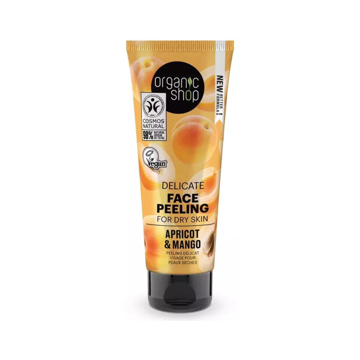 Peeling facial suave para piel seca albaricoque y mango, Organic Shop 75 ml