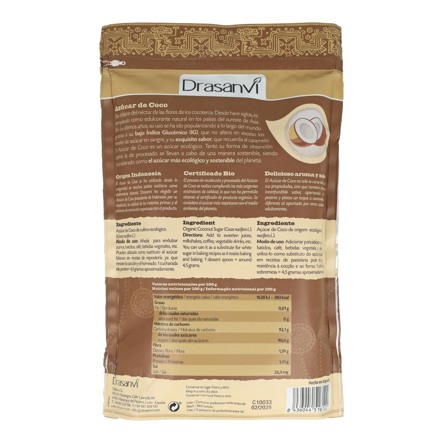 Azúcar de coco BIO Drasanvi, 300 g