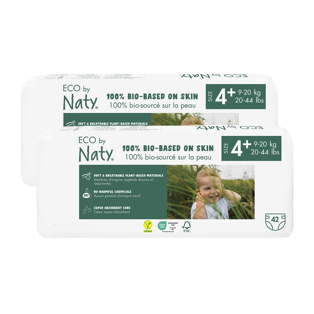 Pack Pañal Nº 4+ Naty 9-20 kg, 84 ud