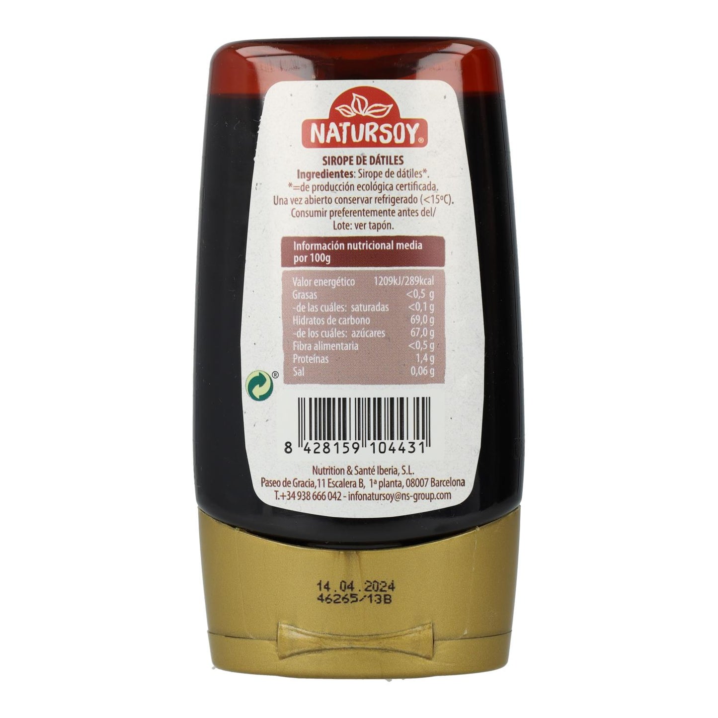 Sirope de dátiles, 250 g. Natursoy
