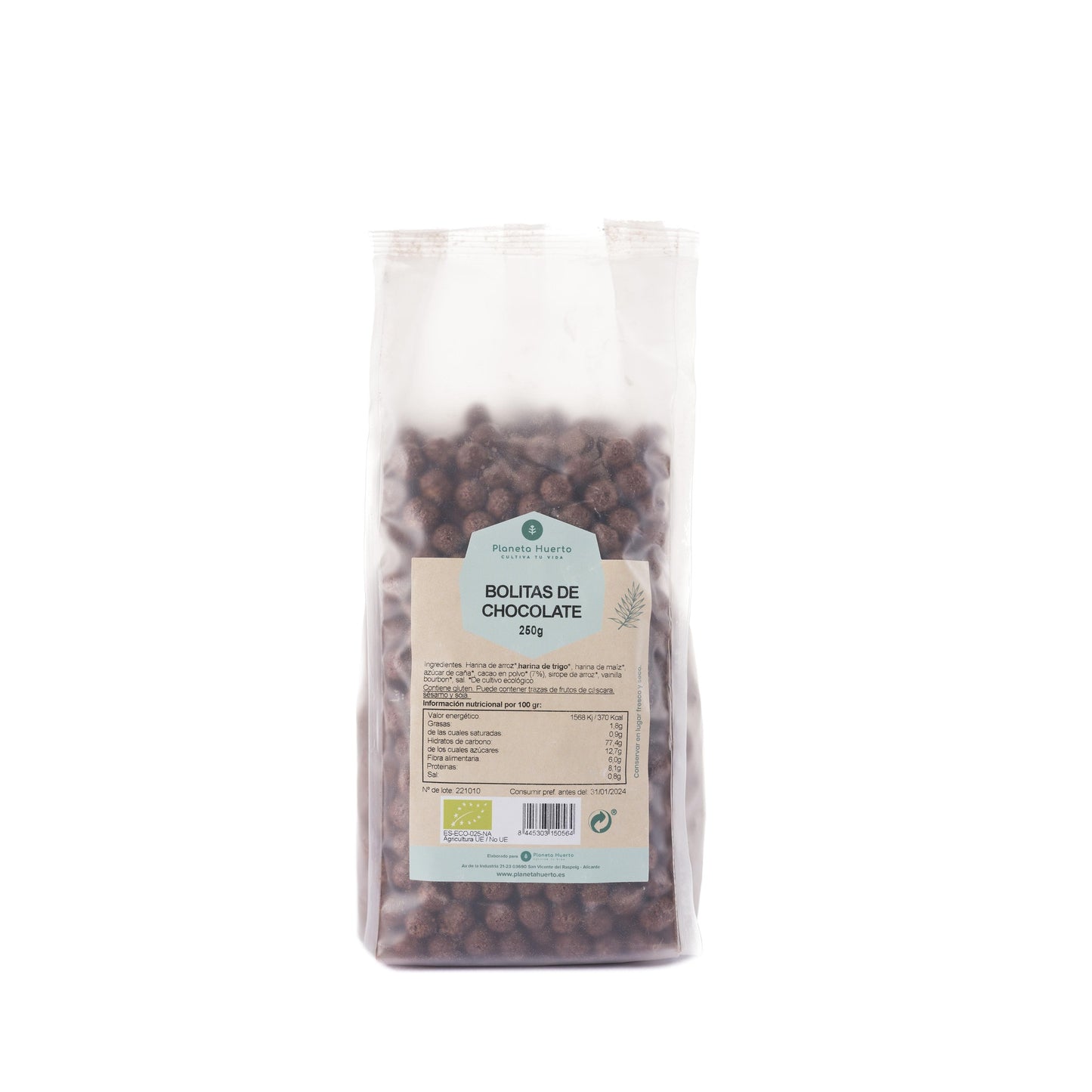 Bolitas de chocolate cereales desayuno ECO Planeta Huerto 250 g