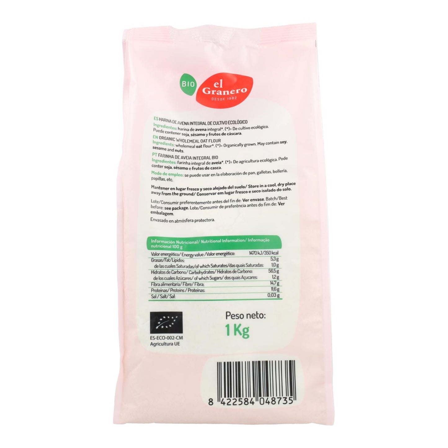 Harina de Avena Integral Bio El Granero 1 Kg