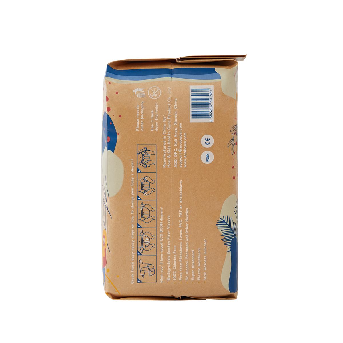ECOBOOM- Pañal Ecológico de BAMBÚ Eco Boom. 70% Biodegradable, Hipoalergénico (TALLA 4/L, 9-14 KG, PACK DE 4 BOLSAS, TOTAL 120 PAÑALES)