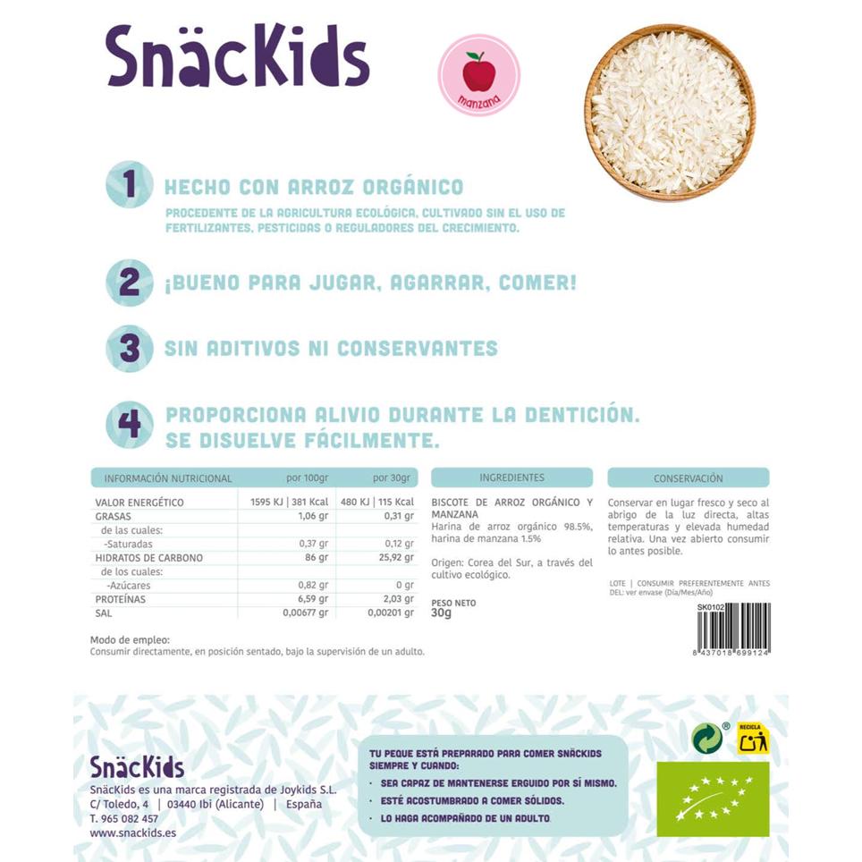 Snack ecológico para bebé +6 meses Biscotes Arroz y Manzana