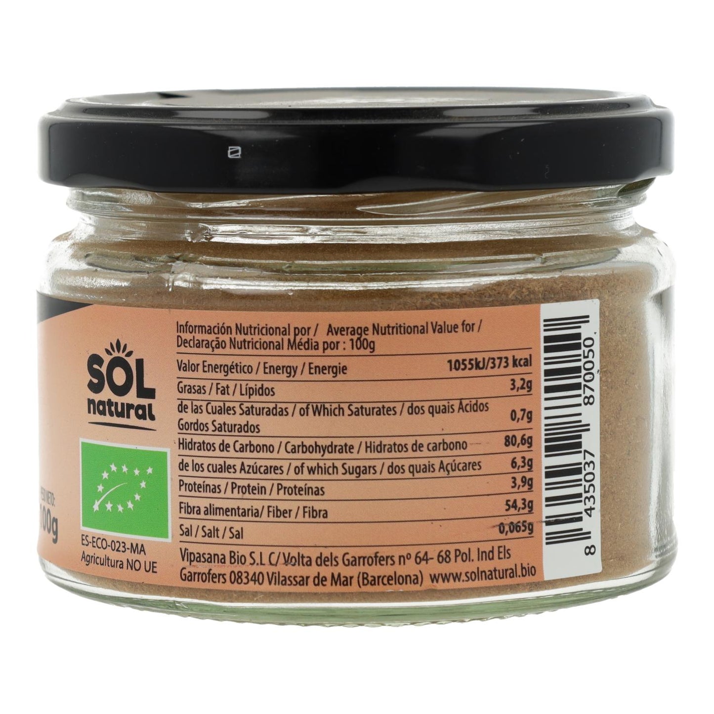 Canela de Ceylan en polvo bio Sol Natural 100 g