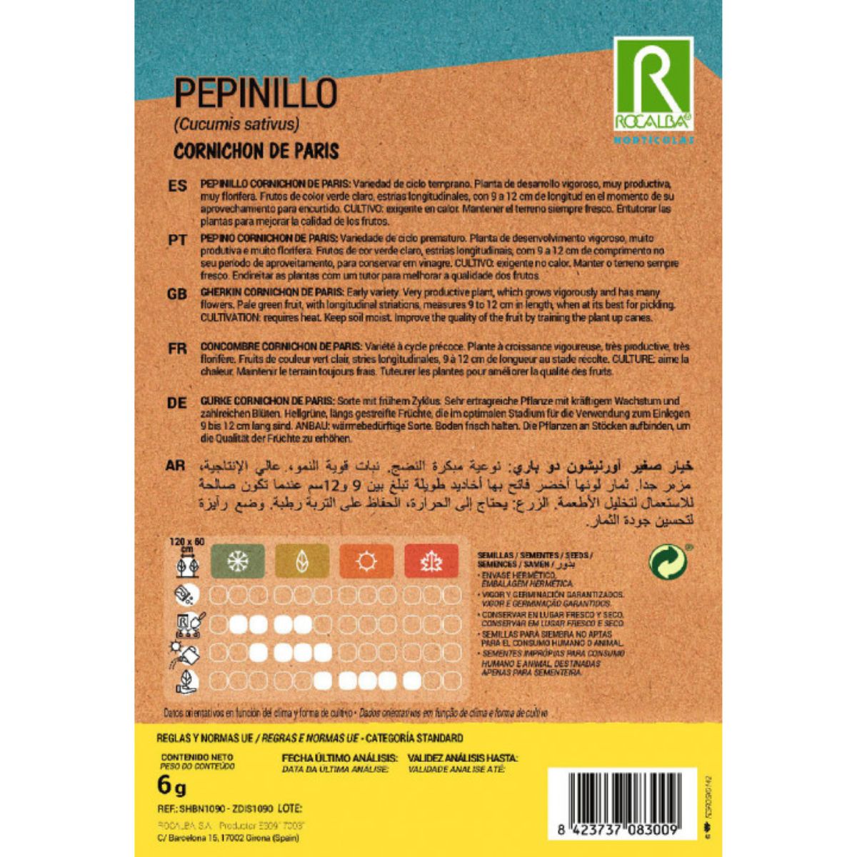 Semillas de Pepinillo cornichon de parís