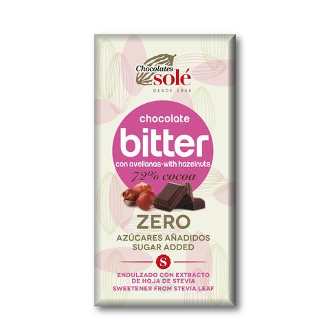 Tableta de chocolate 72% con Stevia y Avellana Bitter 100g Solé