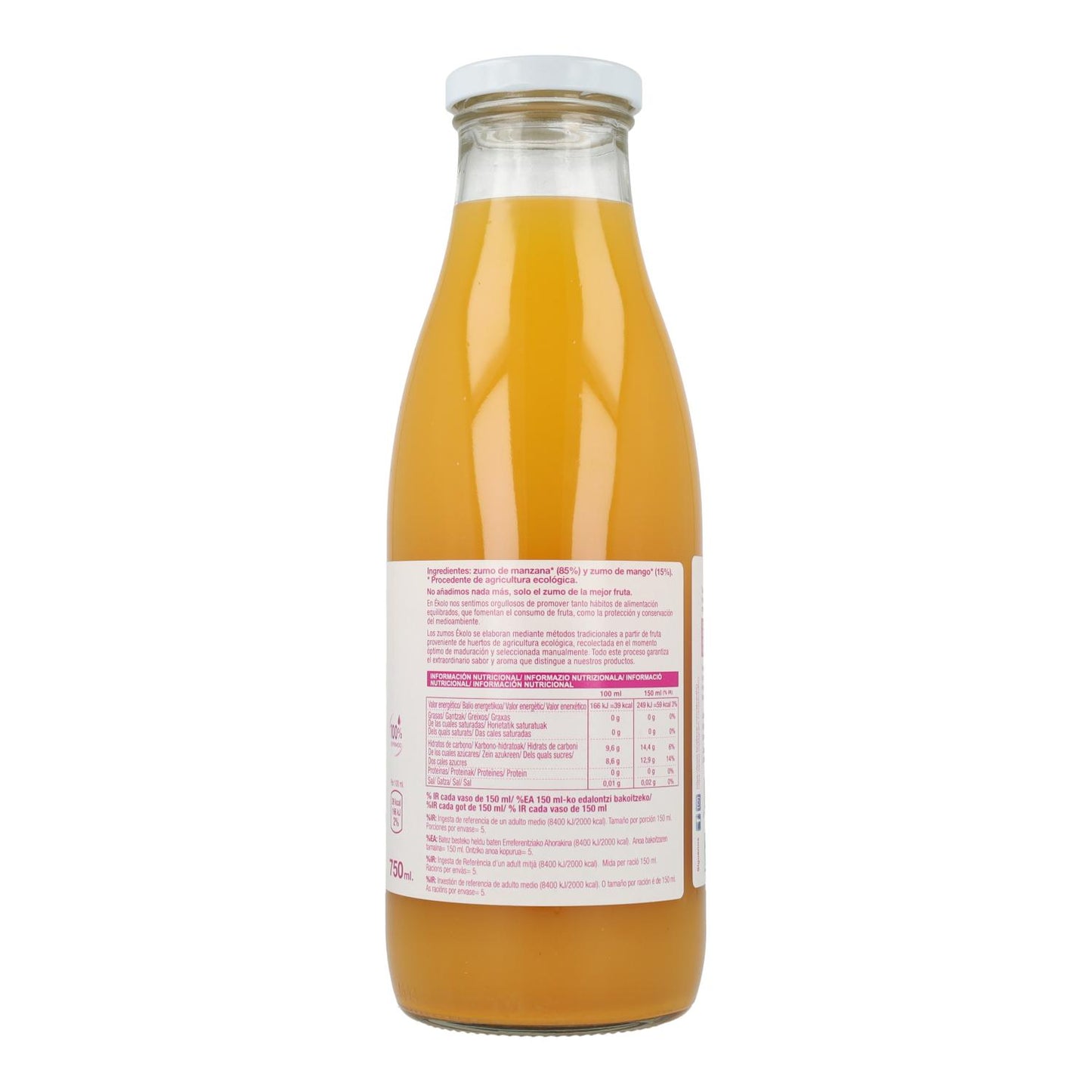 Zumo de Manzana con Mango natural 100% exprimido Ecológico Ékolo 750 ml
