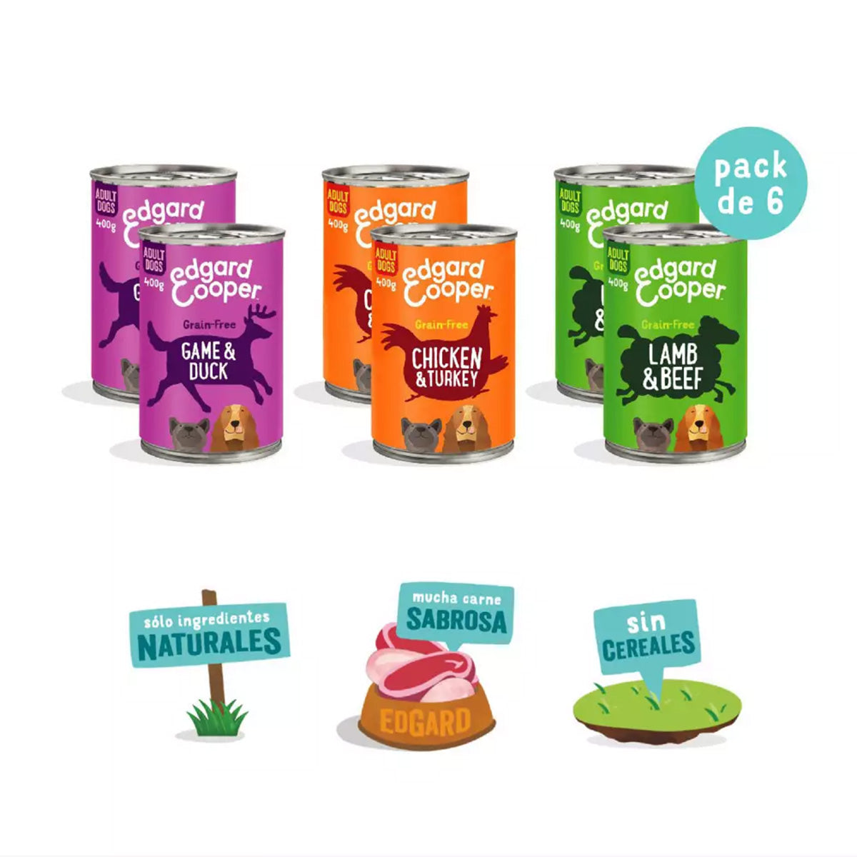 Multipack Comida húmeda para perros Edgard & Cooper 6x400 g