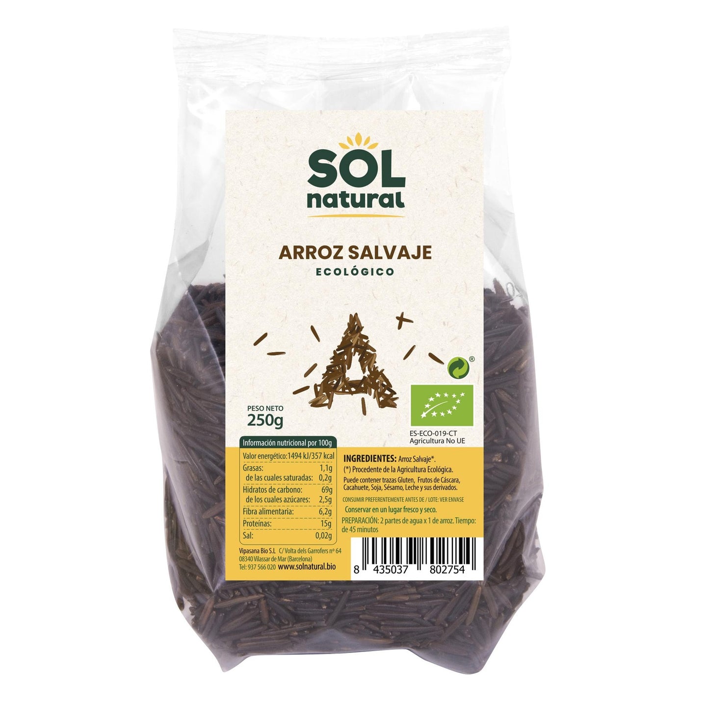 Arroz salvaje bio Sol Natural 250 g