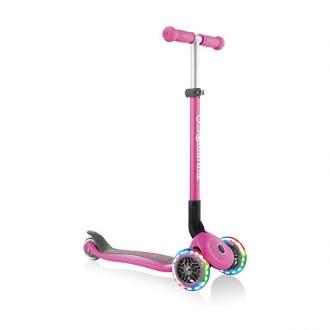 Patinete plegable Primo rosa con luces en las ruedas Globber